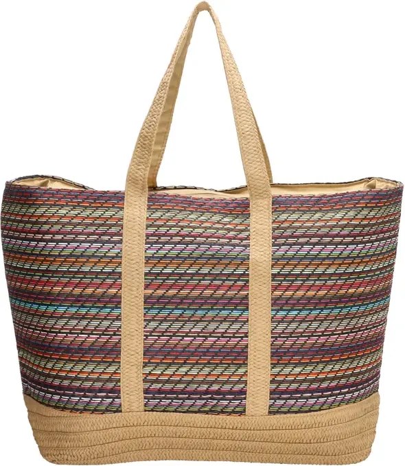 Bézs-fekete nagy mintás strandtáska „Jelly”