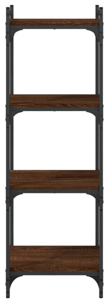 4 szintes barna tölgy színű szerelt fa könyvespolc 40x30x120 cm