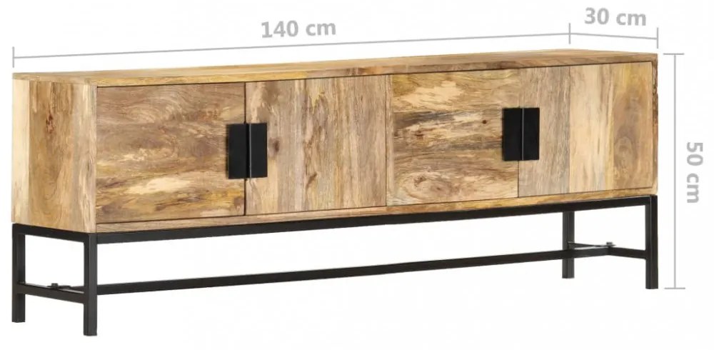 tömör mangófa TV-szekrény 140 x 30 x 50 cm