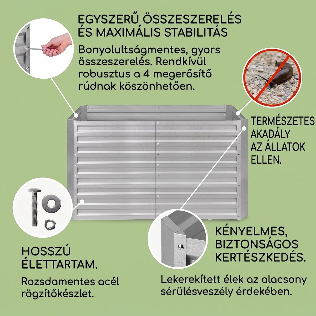 Blumfeldt Blum High Grow Straight, magaságyás, 200x90x100cm, 1800 l, acél
