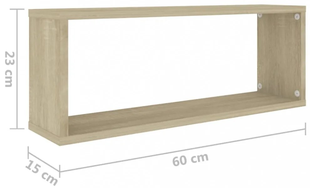 6 db sonoma tölgy szerelt fa négyszögű fali polc 60x15x23cm