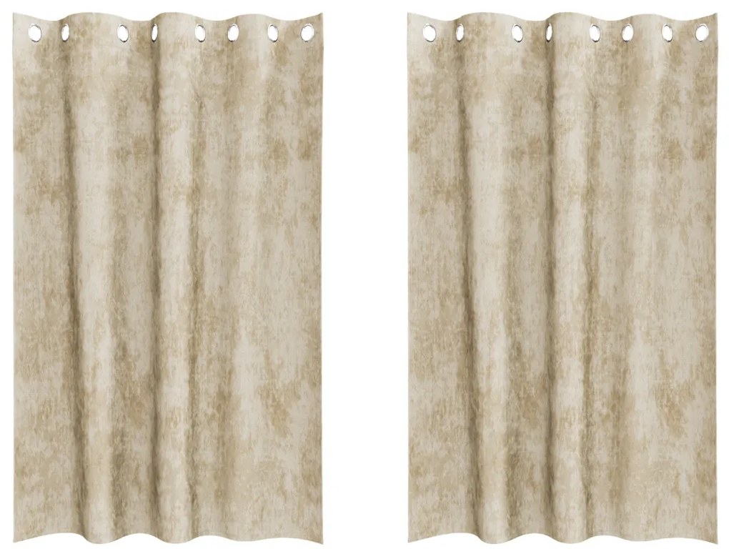 Velúr Függönyök 2 db Szemfüggönnyel Krém 175x140 cm