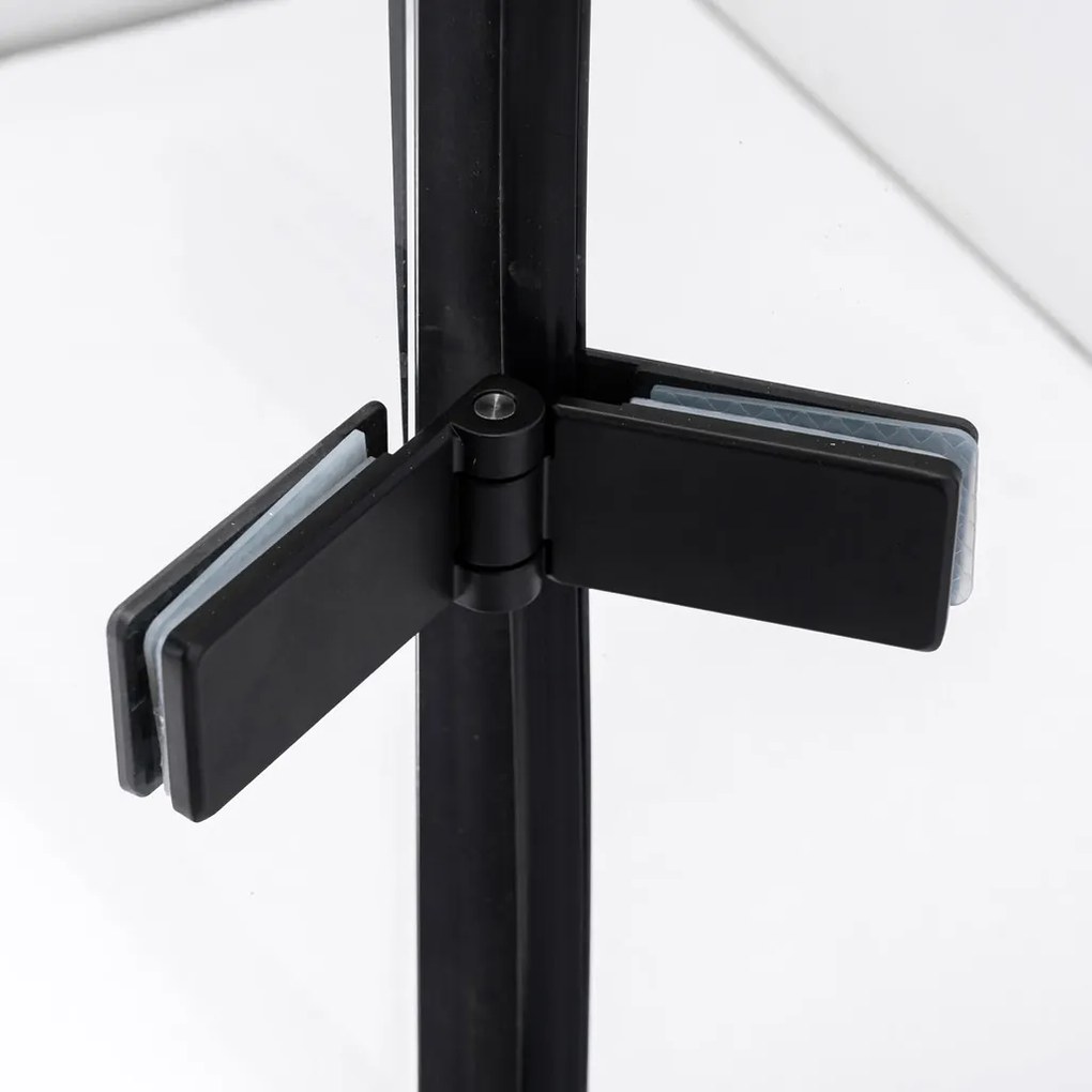 Stuxi Verona Black 70x70 cm szögletes csuklóajtós zuhanykabin, 6 mm vízlepergető üveggel, fekete elemekkel