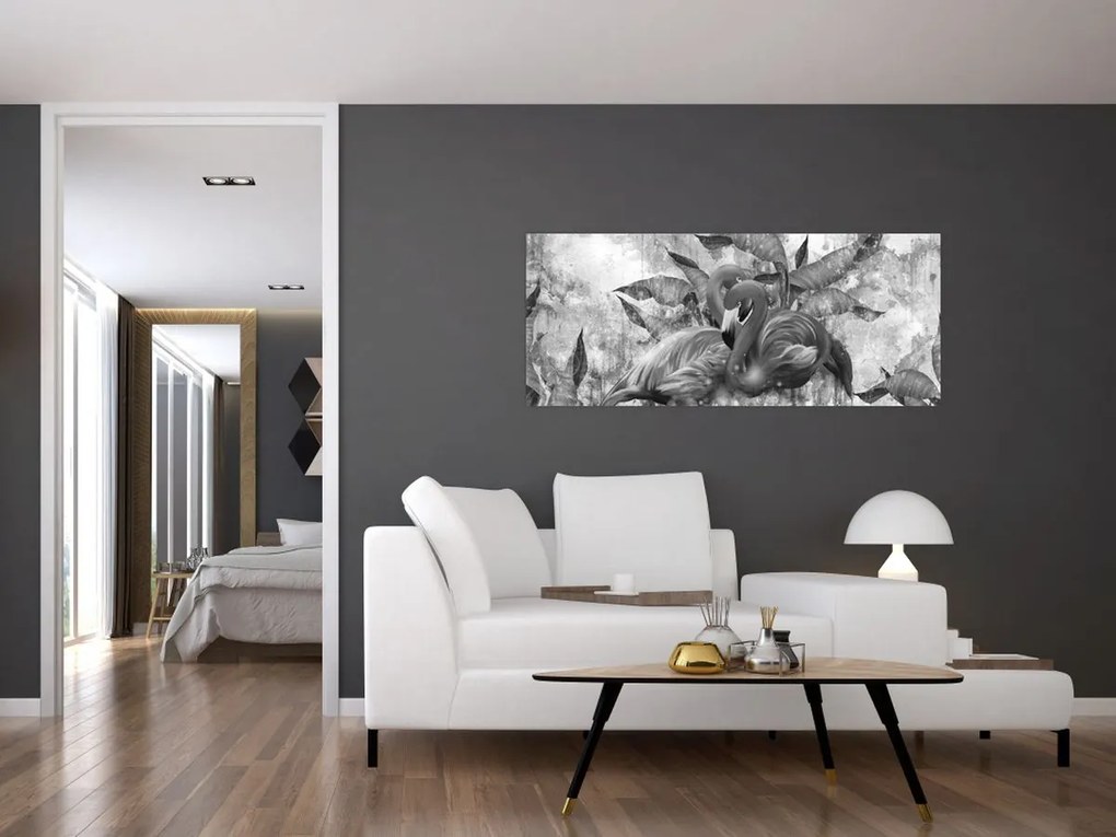 Kép - Flamingók graffiti (120x50 cm)