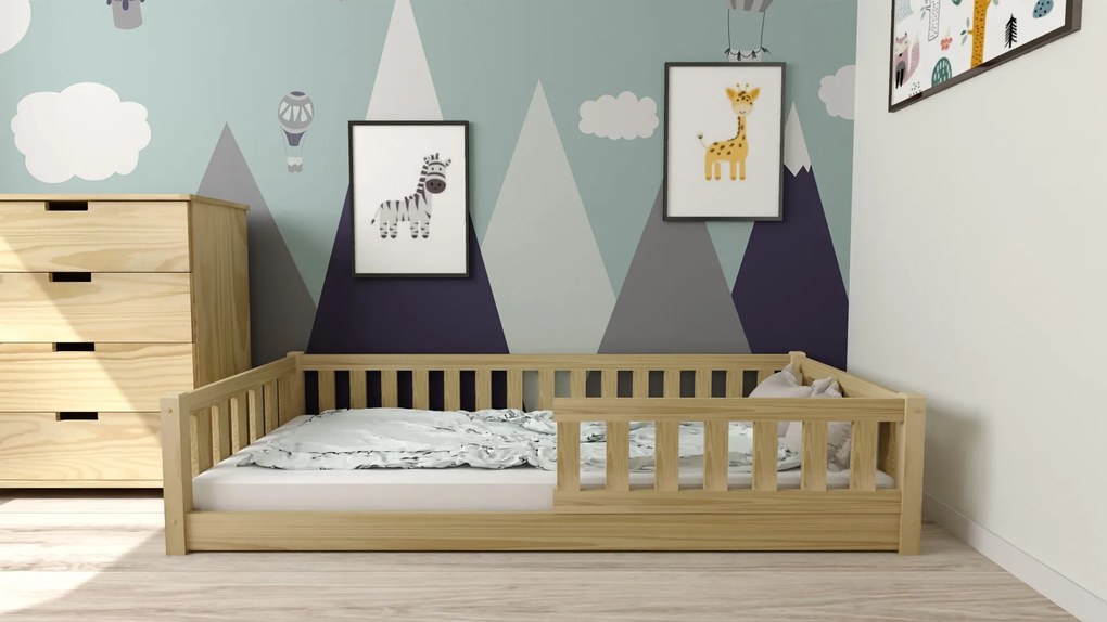 Gyermek Montessori ágy PINELO 90 x 200 cm, fenyő Matrac: Coco Maxi matrac 20 cm, Ágyrács: Ágyrács nélkül