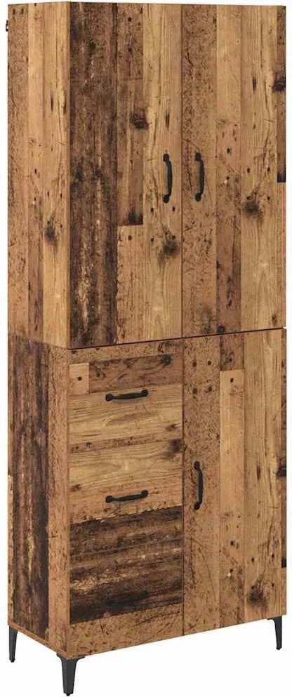 vidaXL Magasfiú Falra szerelhető Öreg fa 69,5 x 34 x 180 cm Faanyag