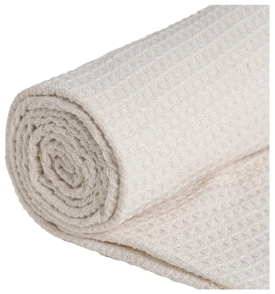 Krémszínű újrahasznosított pamut ágytakaró 260x280 cm Honeycomb – Ixia