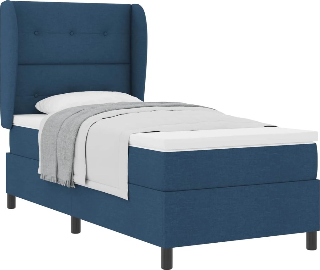 vidaXL Boxrugós ágy matracmal fejtámlával Kék 80 x 200 cm szövet