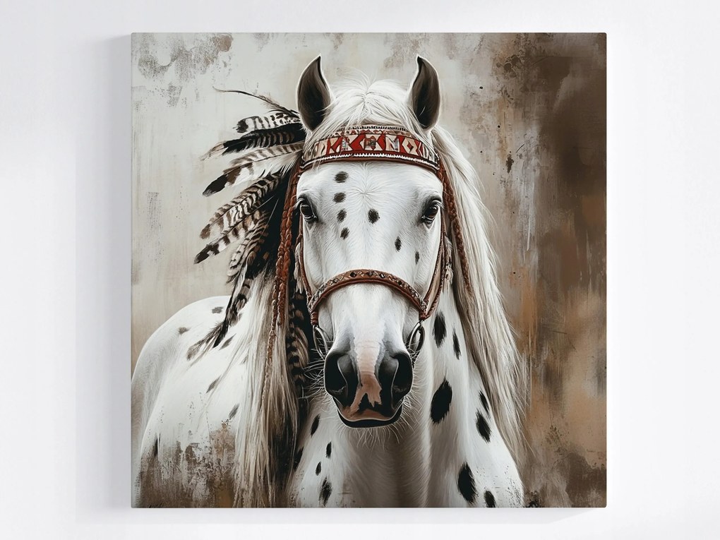 Vászonkép Canvas Ló Portré Indián Toll Appaloosa Etno 80x80
