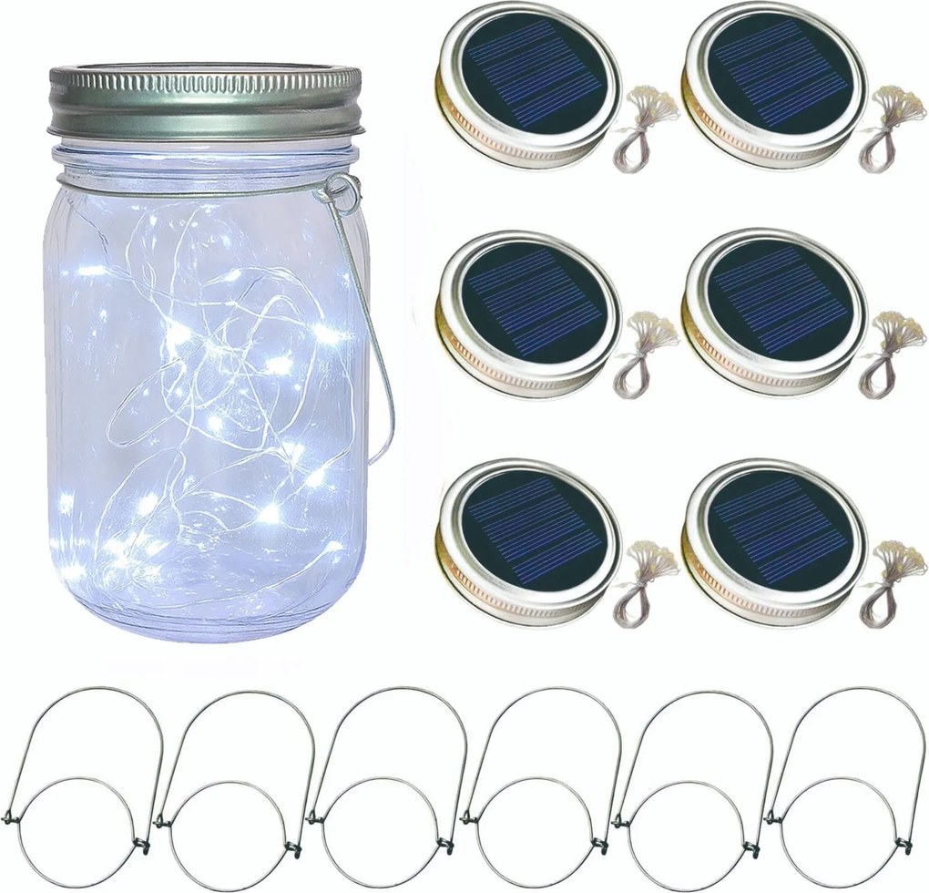 6 db-os Led befőttesüveg fedél szett Mason befőttesüveg fedél fehér 70mm*15mm