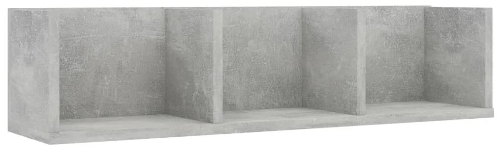 betonszürke szerelt fa CD-tartó fali polc 75 x 18 x 18 cm