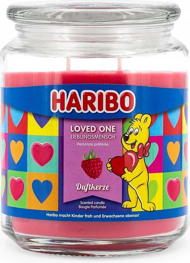 Loved One illatgyertya Haribo 510g-os betét málna gumicukor illat