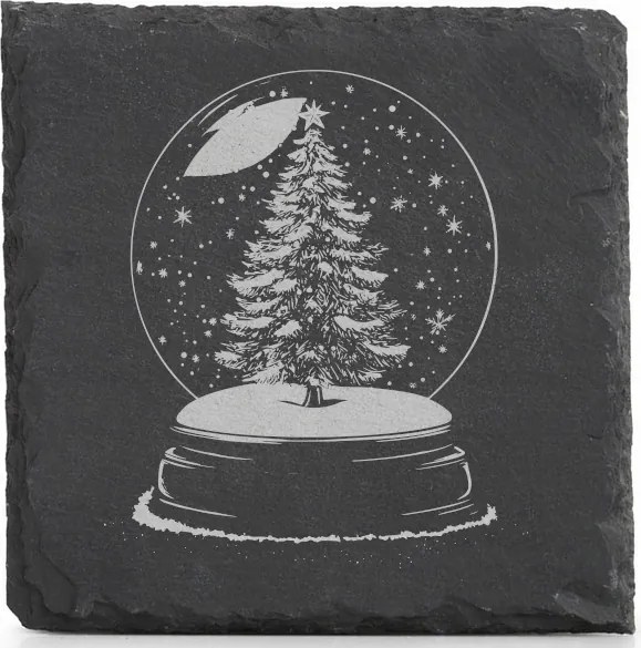 Kő alátétek x4 Karácsonyi gravírozás Karácsonyfa üveggömbben