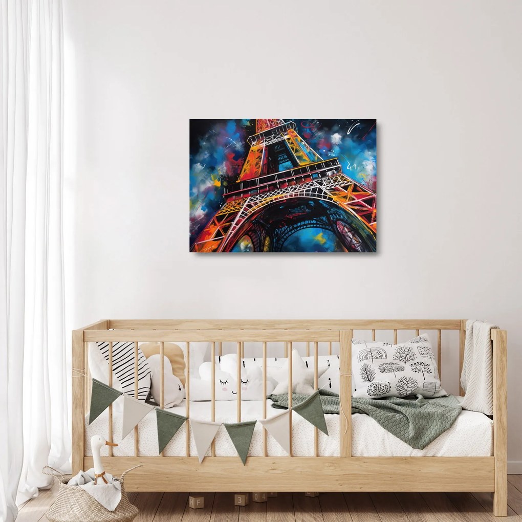 Üveg kép - Az Eiffel-torony festménye II. (70x50 cm)