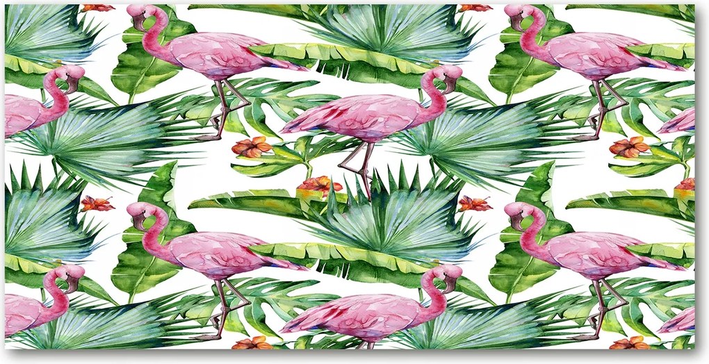 Fotó-üvegkép Flamingók növények 140x70