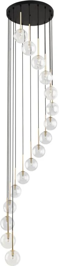 TK LIGHTING 10182 AURORA Többágú Függesztett Lámpa Fekete, Átlátszó, Arany G9 IP20