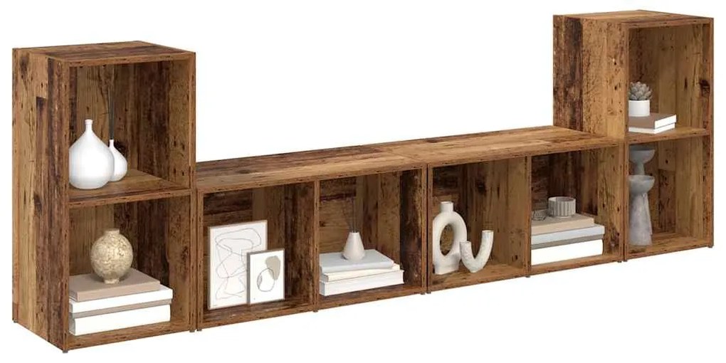 TV szekrény garnitúra 4 pcs Régi fa 37 x 35 x 72 cm Faanyag