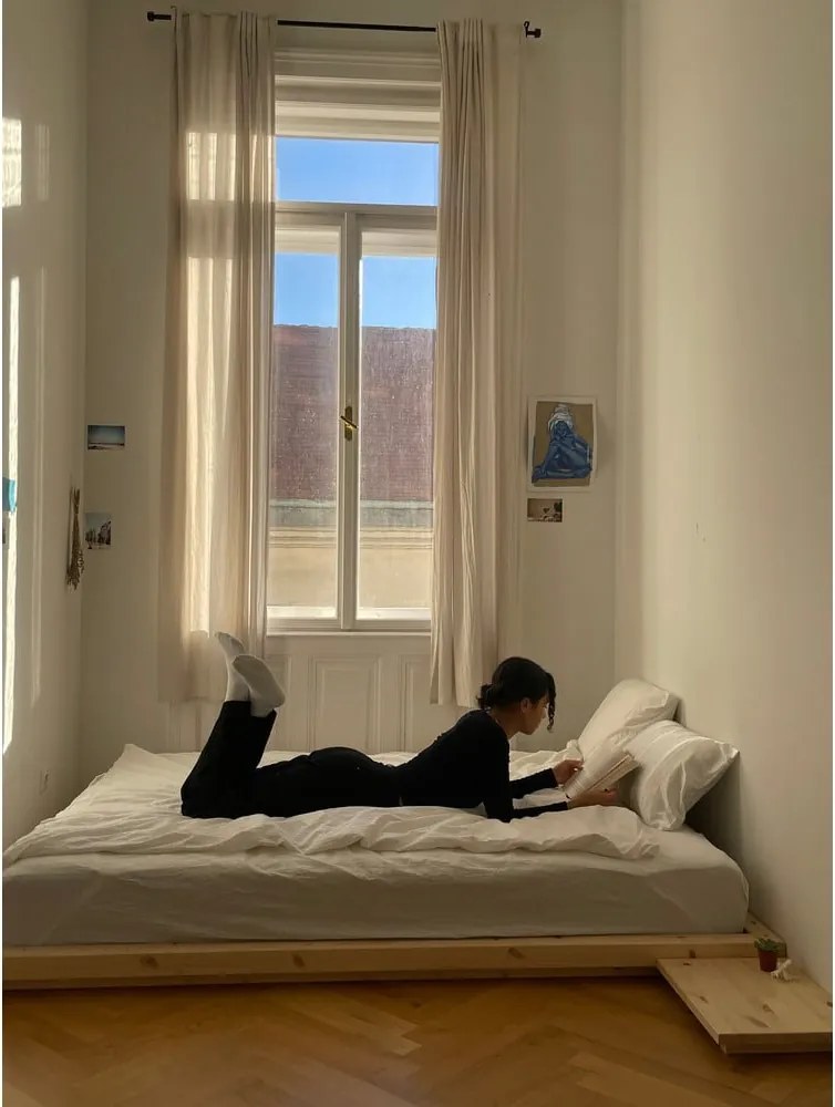 Natúr színű borovi fenyő egyszemélyes ágy ágytámla nélkül, ágyráccsal 120x200 cm Dock – Karup