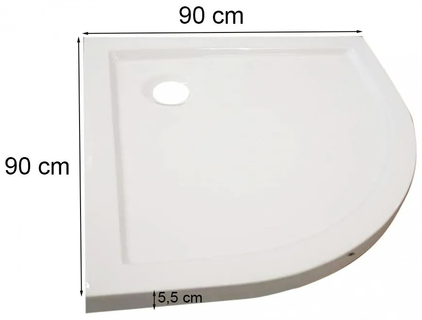 Modena Slim íves alacsony akril zuhanytálca 90x90 cm