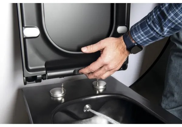 Sapho - Függesztett WC bidé zuhannyal, kerámia/matt fekete