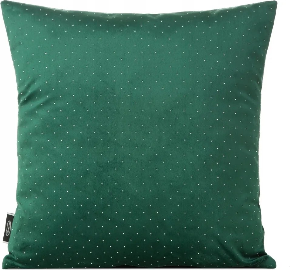 Dekoratív párnahuzat Ariadna 45x45 c.zöld bársony, gyémántokkal díszítve