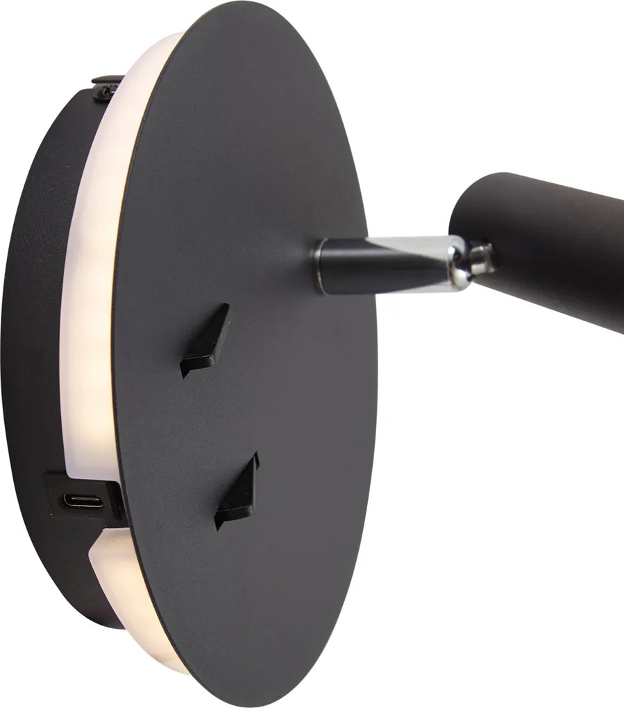 Modern Fekete Fali Lámpa LED-del és USB-C-vel - Croft