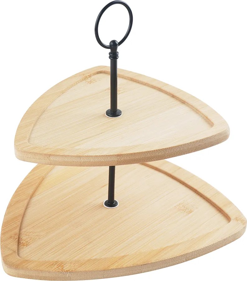 Patera kétszintes bambusz háromszögletű 25x23,5 cm