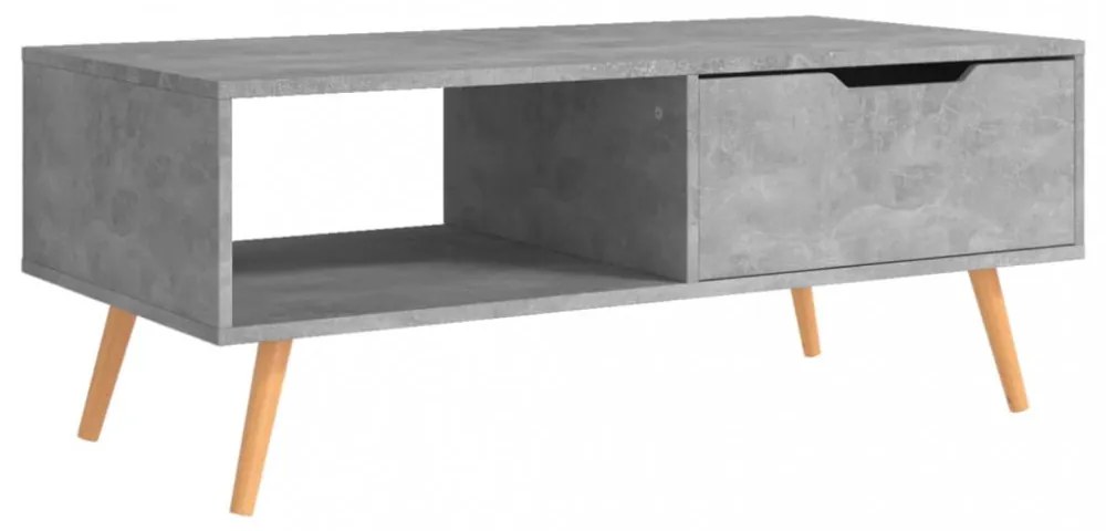 betonszürke szerelt fa dohányzóasztal 100 x 49,5 x 43 cm