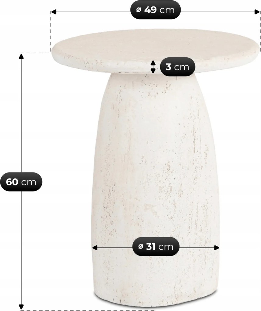 Modern dohányzóasztal REES 49 cm, krémbézs