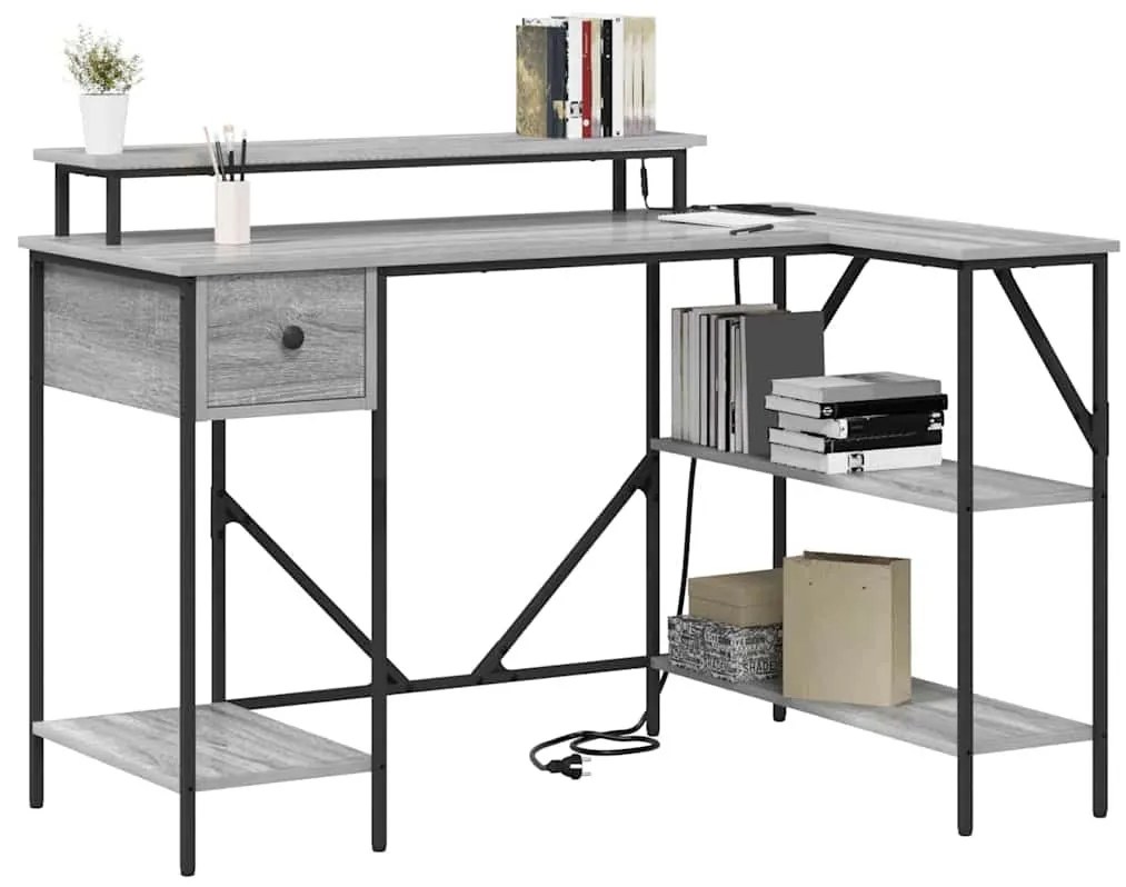 Asztal fiókkal Szürke sonoma 120 x 79 x 86.5 cm Faanyag