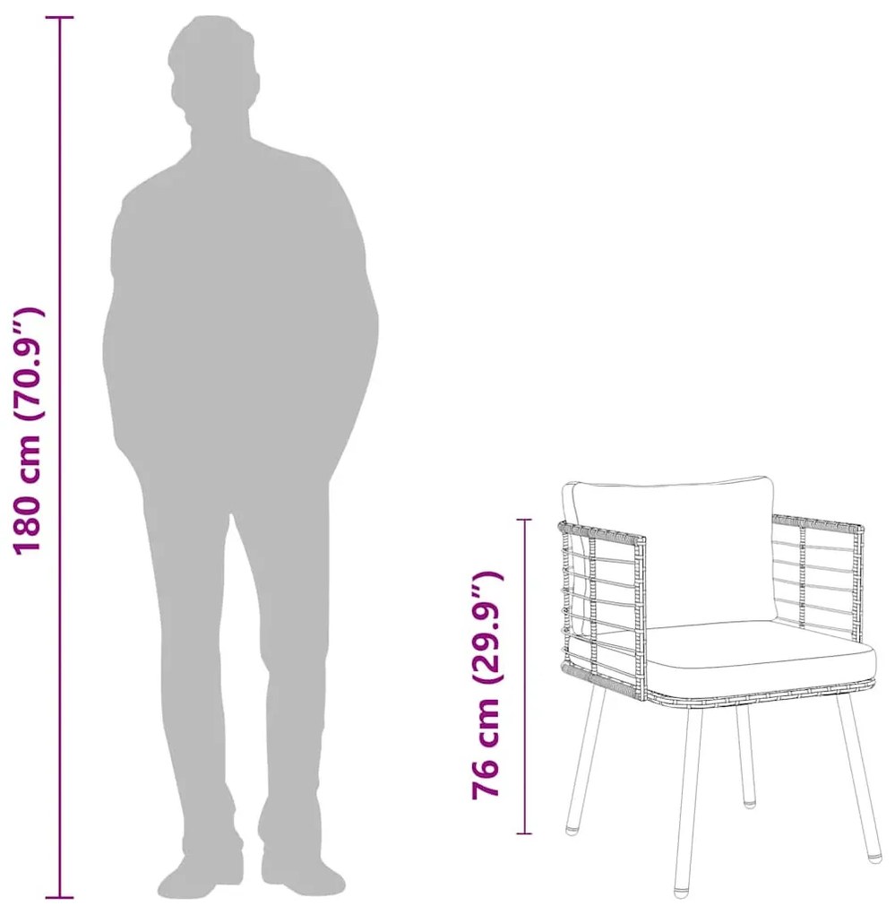 természetes polyrattan kerti szék párnákkal