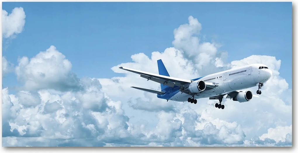 Fotó üvegkép Repülőgép az égen 140x70