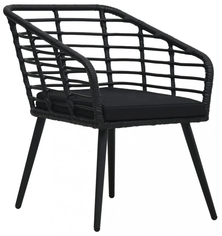 3-darabos fekete polyrattan bisztrószett