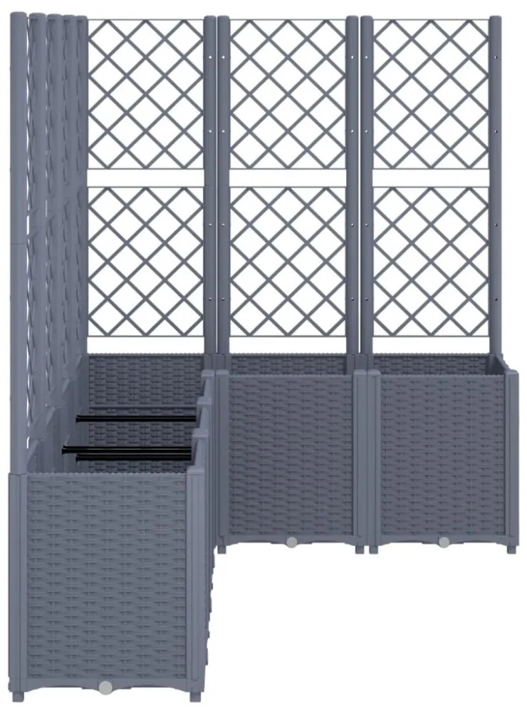 kékszürke polipropilén rácsos kerti ültetőláda 160 x 120 x 140 cm