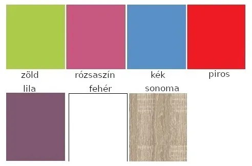 Macius II Ifjúsági szekrénysor gardróbbal fehér/sonoma- Választható színes fogantyúval