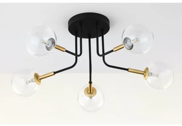 Jupiter 2040 - Felületre szerelhető csillár BURANO 5xG9/10W/230V fekete/arany/átlátszó