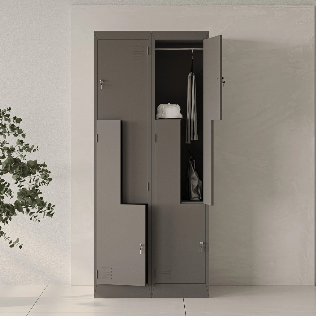 „L” típusú fémszekrény JULIA, 800 x 1850 x 450 mm, antracit