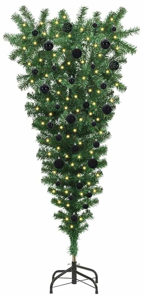 Felfordított Műfenyő Előre Világító Karácsonyfa Gömbökkel