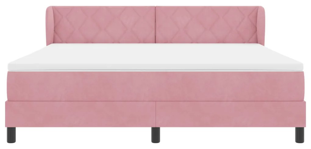Boxspring Ágy Matrac Áttetsző Rózsaszín 180x200 cm Bársonyos