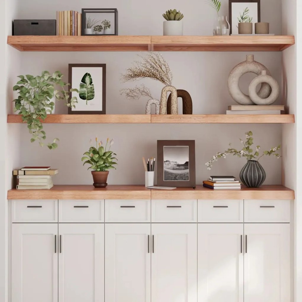 világosbarna kezelt tömör tölgyfa fali polc 160 x 50 x (2-6) cm