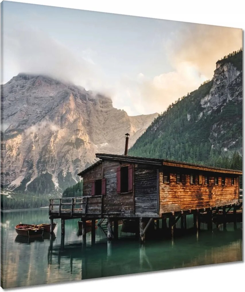 Vászonkép 80x80 Hegyi kikötő Csónakok