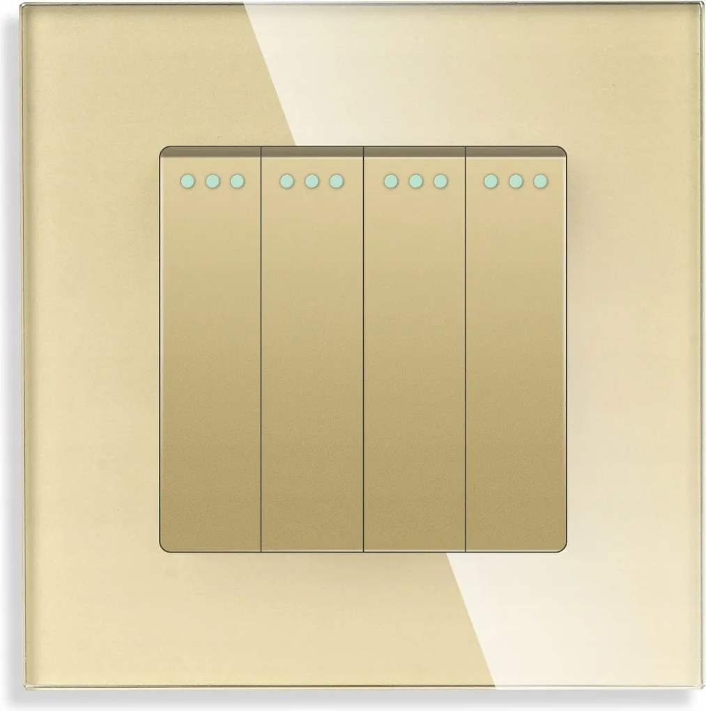 Fénykapcsoló 4K Négyszögletes Üveg Billentyűs Klasszikus Kapcsoló