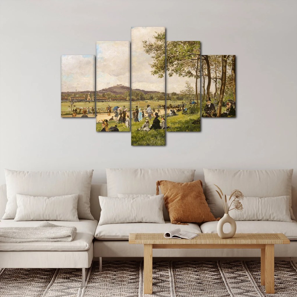 Kép - French 19th Century, Race Course at Longchamps, reprodukciók (150x105 cm)