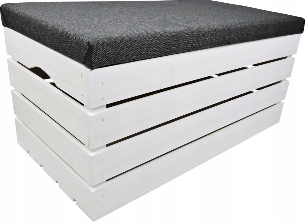 Fehér Puff Fenyő Fa Láda Tároló Láda