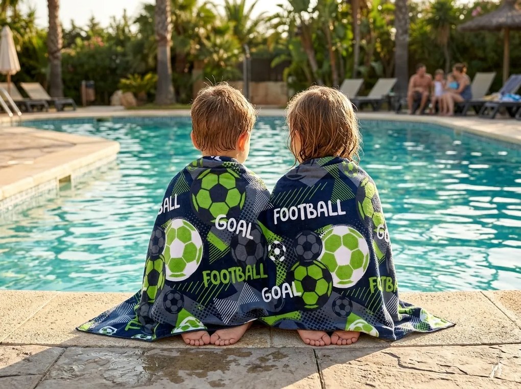 Gyorsan száradó XL strand fürdőlepedő GOAL színes 100 x 180 cm, 100% mikroszál