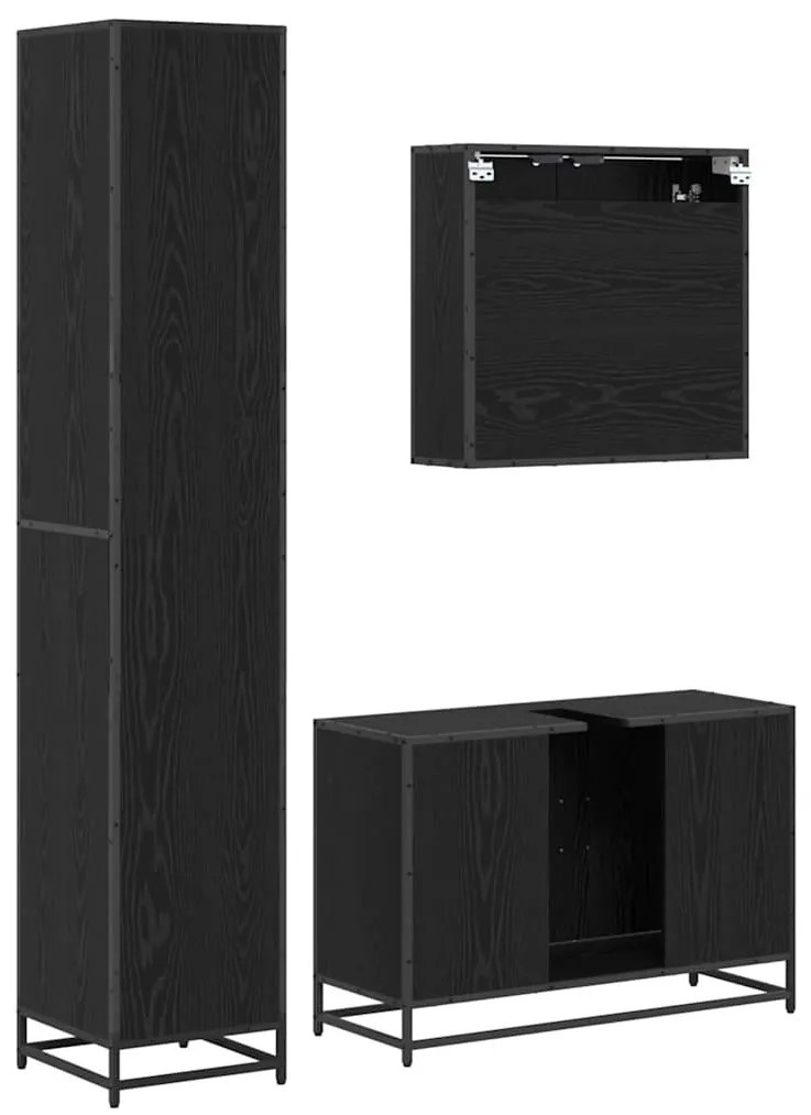 Fürdőszoba bútor szett 3 pcs Musta tammi 90 x 33 x 60 cm