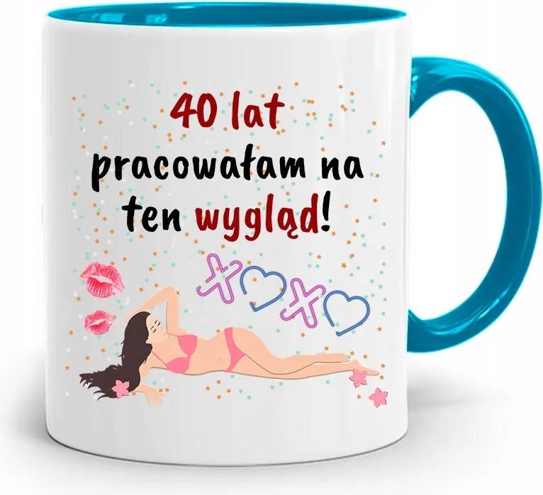 Születésnapra 40 40-es 40-es Bögre Kék Ajándék fényképes nyomattal