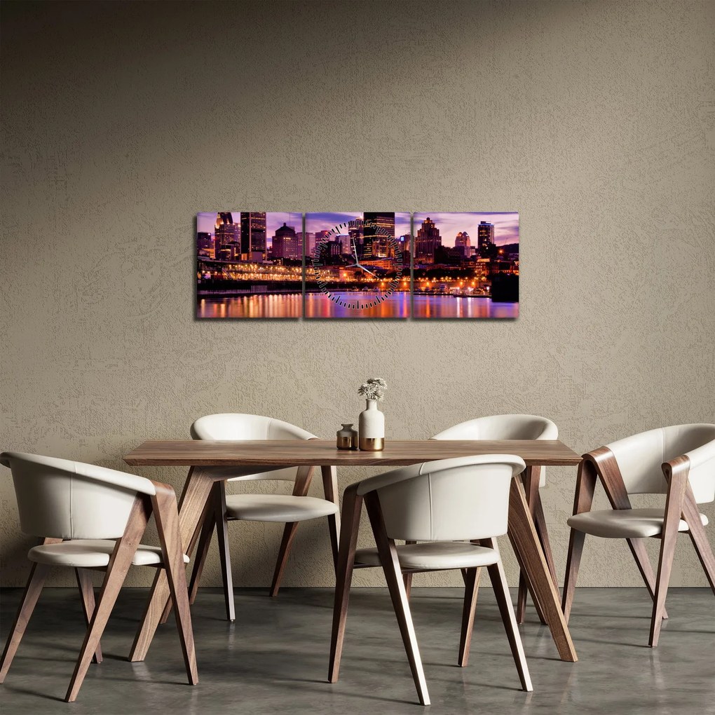 Éjszakai város képe (órával) (90x30 cm)