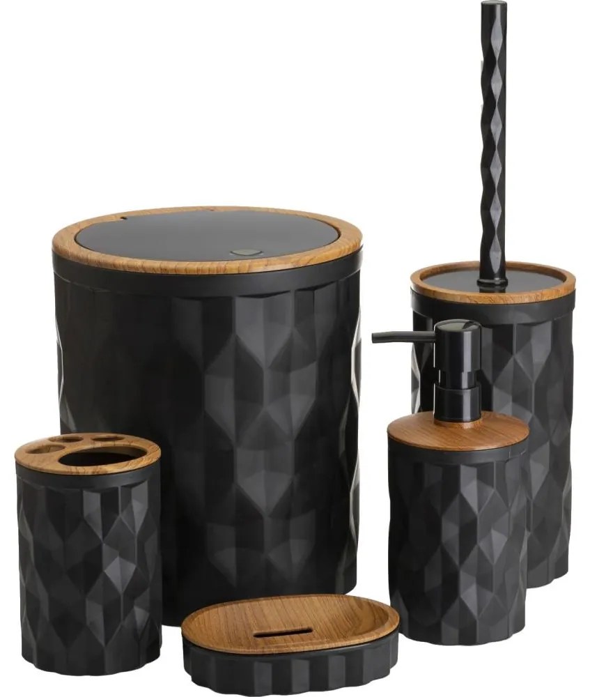 Fürdőszobai készlet REINA 5 db fekete/barna