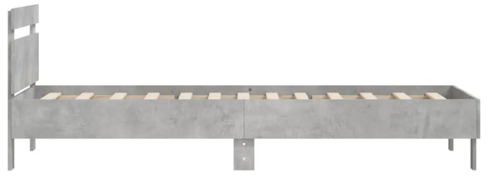 betonszürke szerelt fa ágykeret fejtámlával 100x200 cm